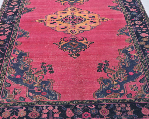 5x10 Vintage Pink Persian Style Hand Knotted Low Pile Wool Area Rug