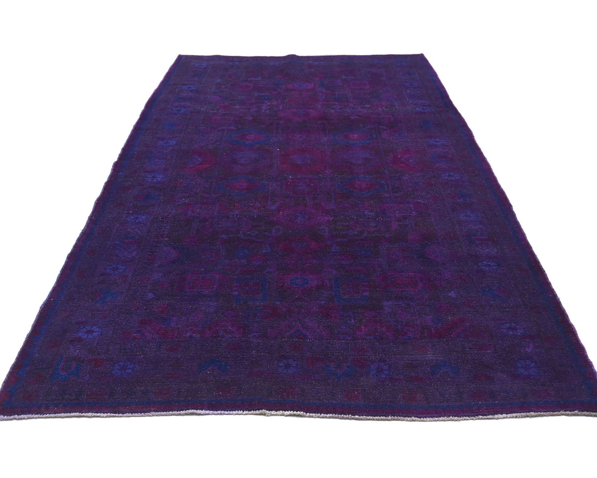 5x10 Vintage Purple Persian Style Hand Knotted Low Pile Wool Area Rug