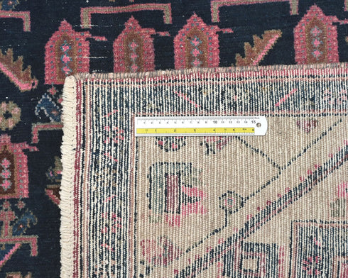 6x11 Vintage Blue Pink Persian Style Hand Knotted Low Pile Wool Area Rug