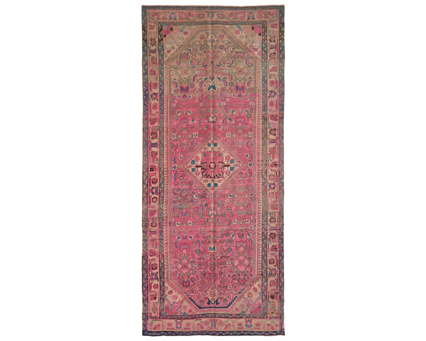 5x11 Vintage Pink Persian Style Hand Knotted Low Pile Wool Area Rug