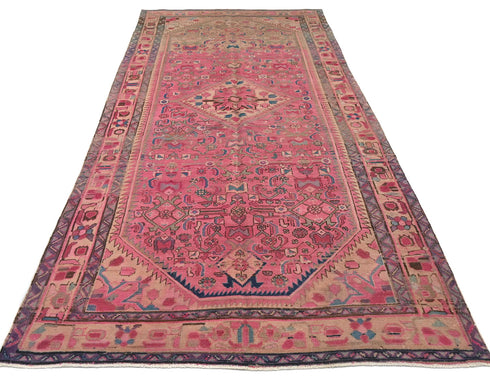 5x11 Vintage Pink Persian Style Hand Knotted Low Pile Wool Area Rug