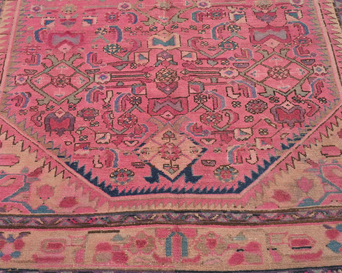 5x11 Vintage Pink Persian Style Hand Knotted Low Pile Wool Area Rug