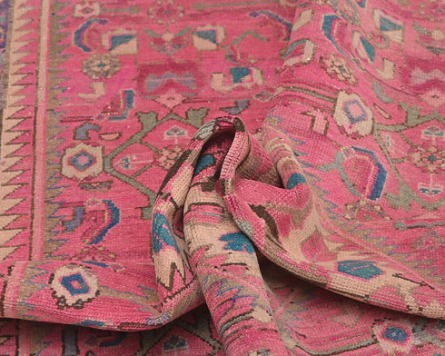 5x11 Vintage Pink Persian Style Hand Knotted Low Pile Wool Area Rug