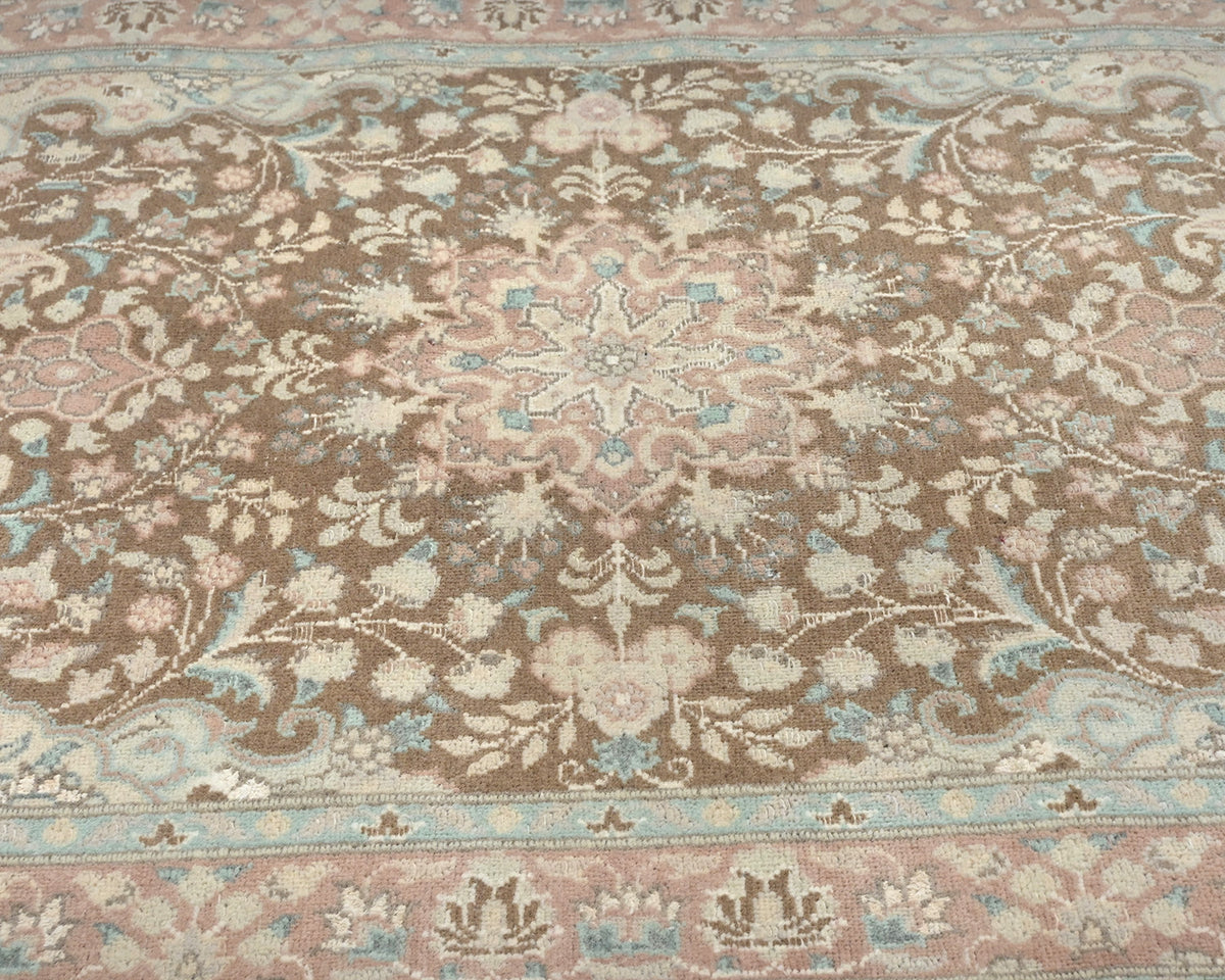 Alfombra de lana anudada a mano, estilo persa oriental marrón, de 3 x 5 pulgadas
