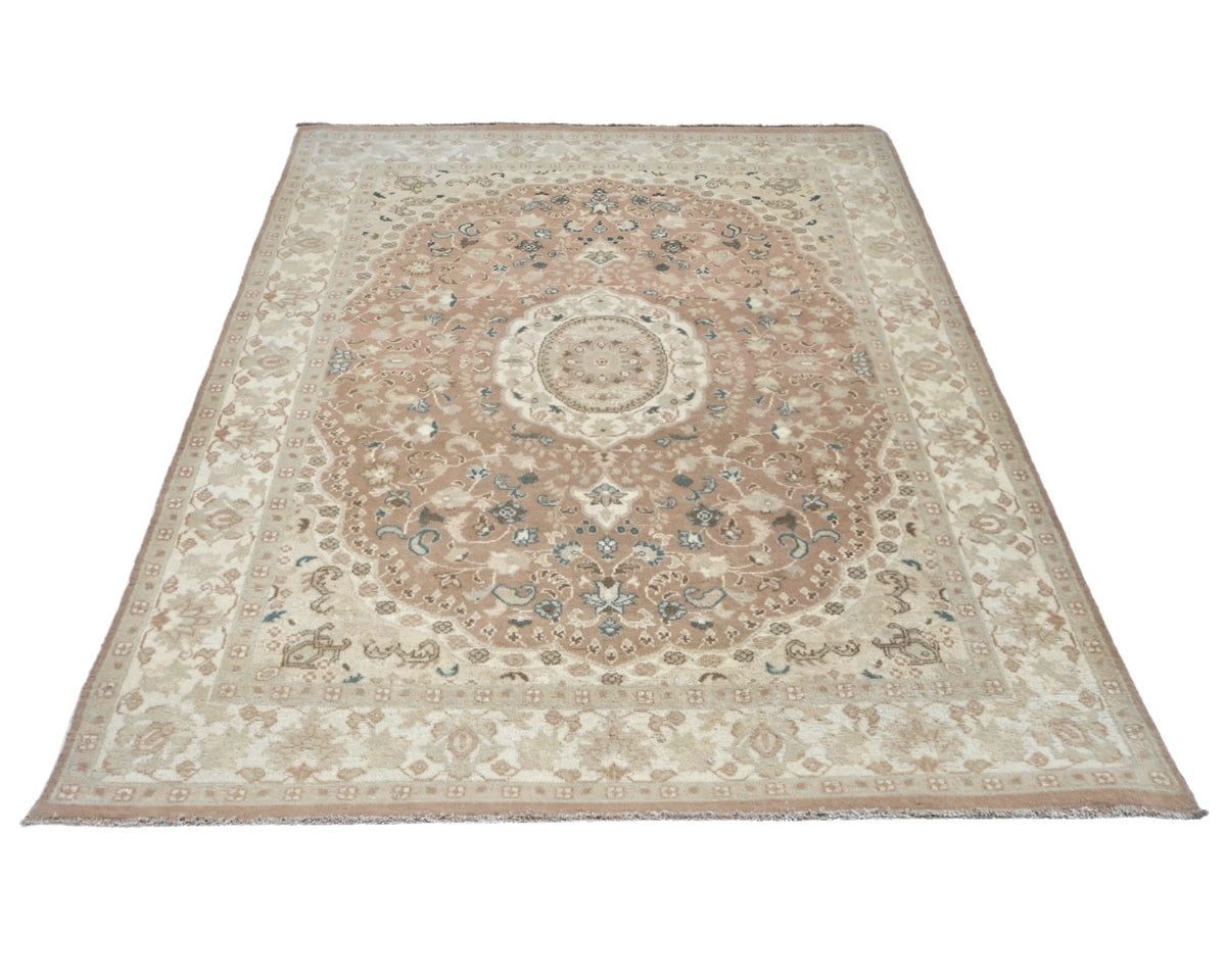 Alfombra de lana anudada a mano de estilo persa oriental de 4x6