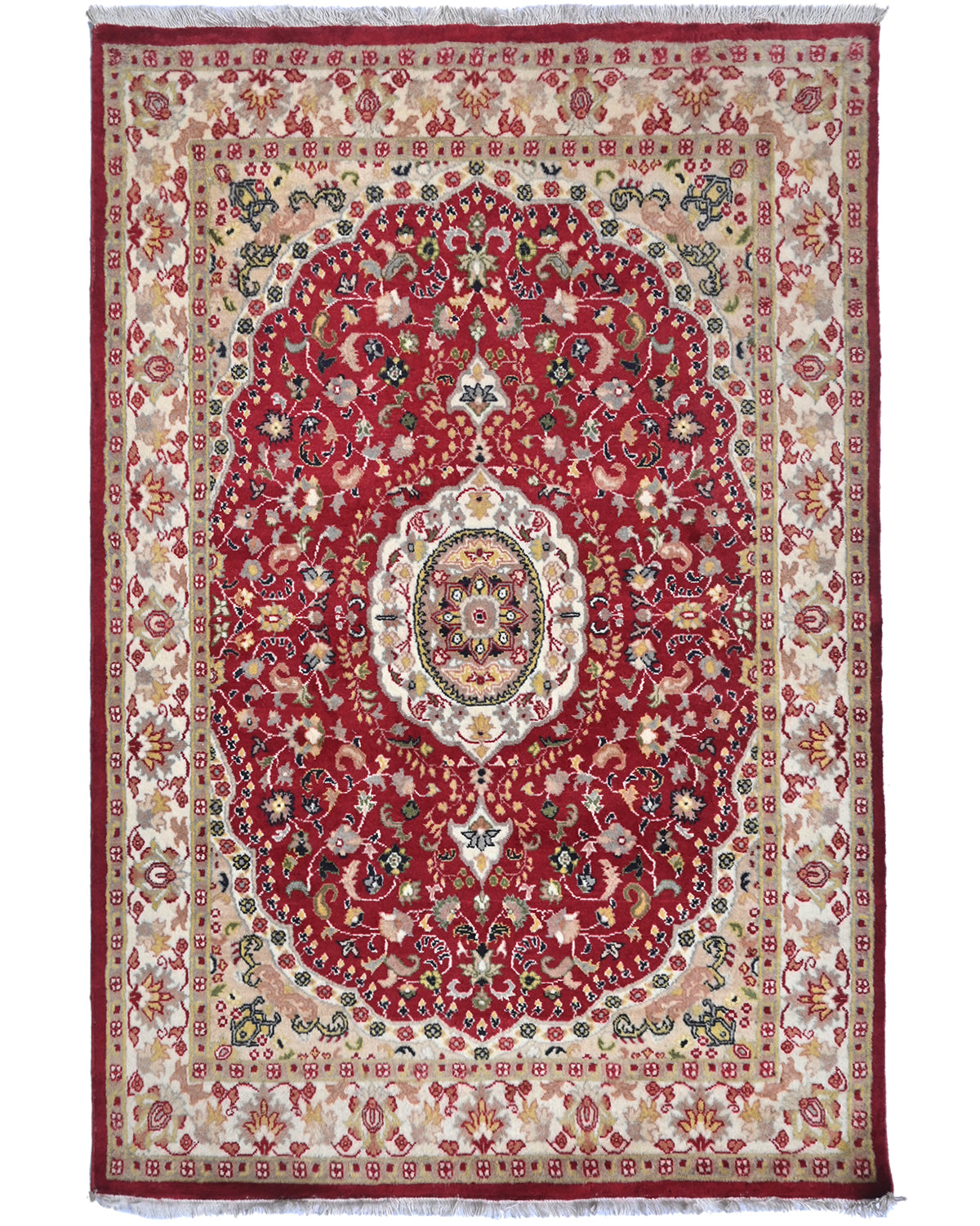 4x6 Oriental Red Persian Style Hand Knotted Wool Area Rug