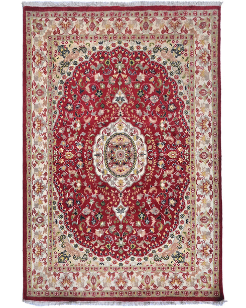 4x6 Oriental Red Persian Style Hand Knotted Wool Area Rug