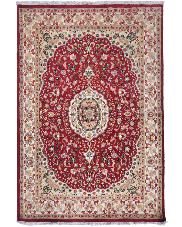 4x6 Oriental Red Persian Style Hand Knotted Wool Area Rug
