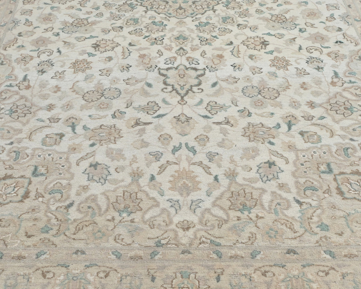 Alfombra de lana anudada a mano, estilo persa oriental beige, de 5 x 9 pulgadas