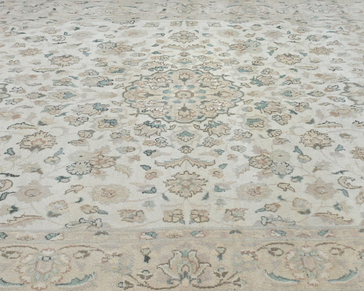 Alfombra de lana anudada a mano, estilo persa oriental beige, de 5 x 9 pulgadas
