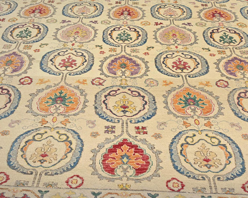 9x13 Zeigler Beige Afghan Hand Knotted Wool Area Rug