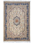 6x9 Oriental Beige Blue Persian Style Hand Knotted Floral Wool Area Rug