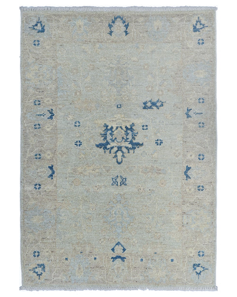 Silver Gray Oushak 4x6 Ft Turkish Hand Knotted Traditional Soft Wool Area Rug