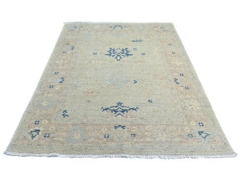 5x7 Oushak Silver Gray Turkish Hand Knotted Oriental veg Dye Wool Area Rug