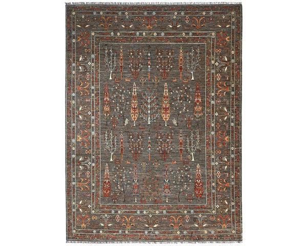 9x12 Gray Khurgeen Afghan Hand Knotted Wool Area Rug