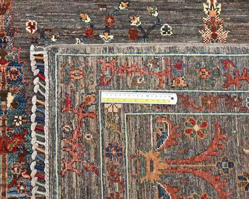 9x12 Gray Khurgeen Afghan Hand Knotted Wool Area Rug