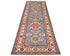9 Feet Blue Kazak Afghan Hand Knotted Wool Runner Rug