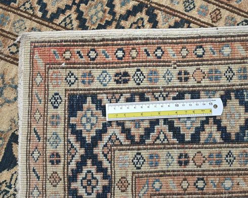 9 Ft Kazak Beige Afghan Hand Knotted Traditional Wool Runner Rug