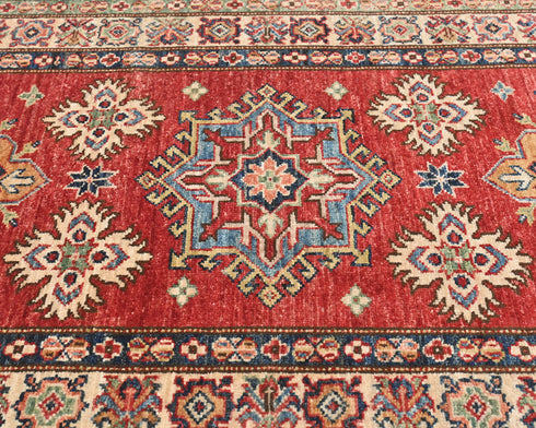 10 Feet Red Kazak Afghan Hand Knotted Wool Runner Rug