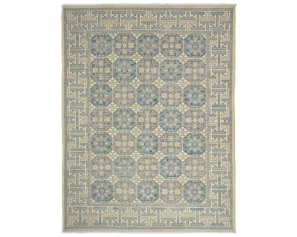9x12 Zeigler Gray Afghan Hand Knotted Wool Area Rug