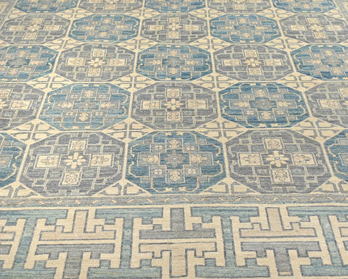9x12 Zeigler Gray Afghan Hand Knotted Wool Area Rug
