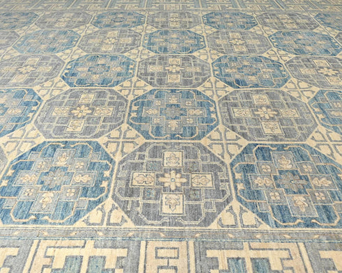 9x12 Zeigler Gray Afghan Hand Knotted Wool Area Rug