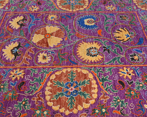 3x5 Purple Khurgeen Afghan Hand Knotted Wool Area Rug