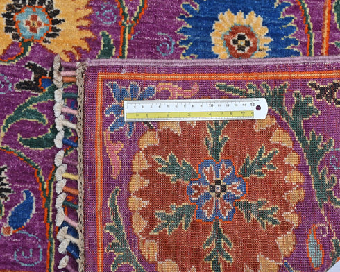 3x5 Purple Khurgeen Afghan Hand Knotted Wool Area Rug