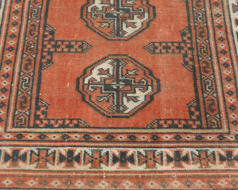 2x3 Vintage Rust Persian Style Hand Knotted Low Pile Wool Area Rug
