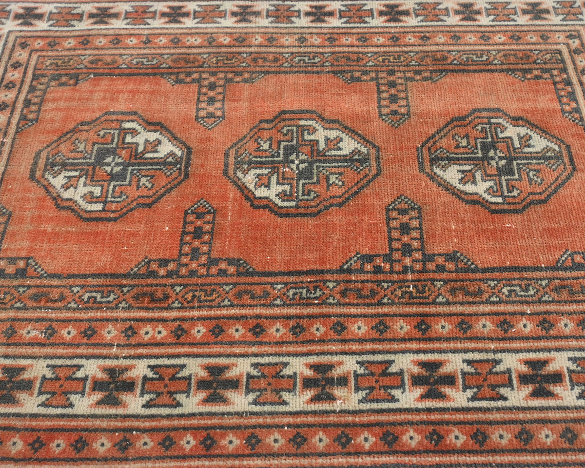 2x3 Vintage Rust Persian Style Hand Knotted Low Pile Wool Area Rug