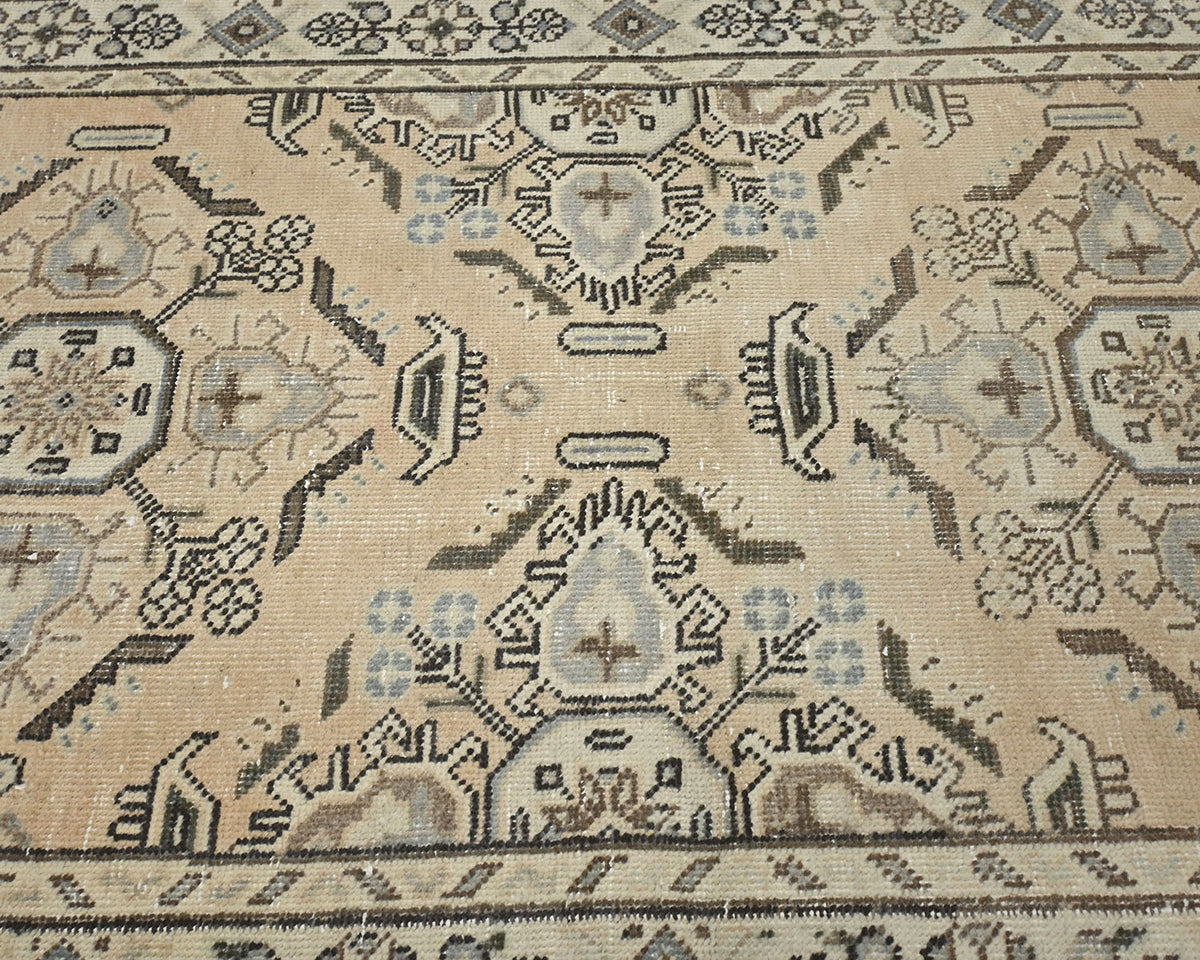 3x5 Vintage Brown Persian Style Hand Knotted Low Pile Wool Area Rug