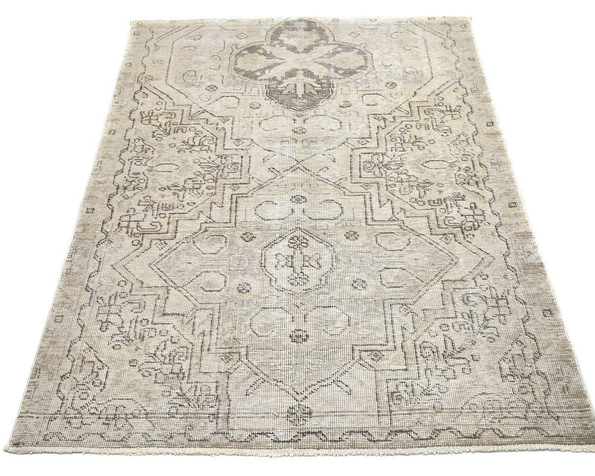 3x5 Vintage Brown Persian Style Hand Knotted Distressed Low Pile Wool Area Rug