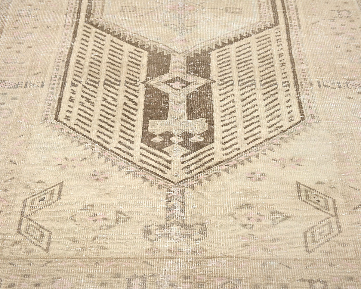 7 Ft Vintage Brown Persian Style Hand Knotted Low Pile Wool Runner Rug