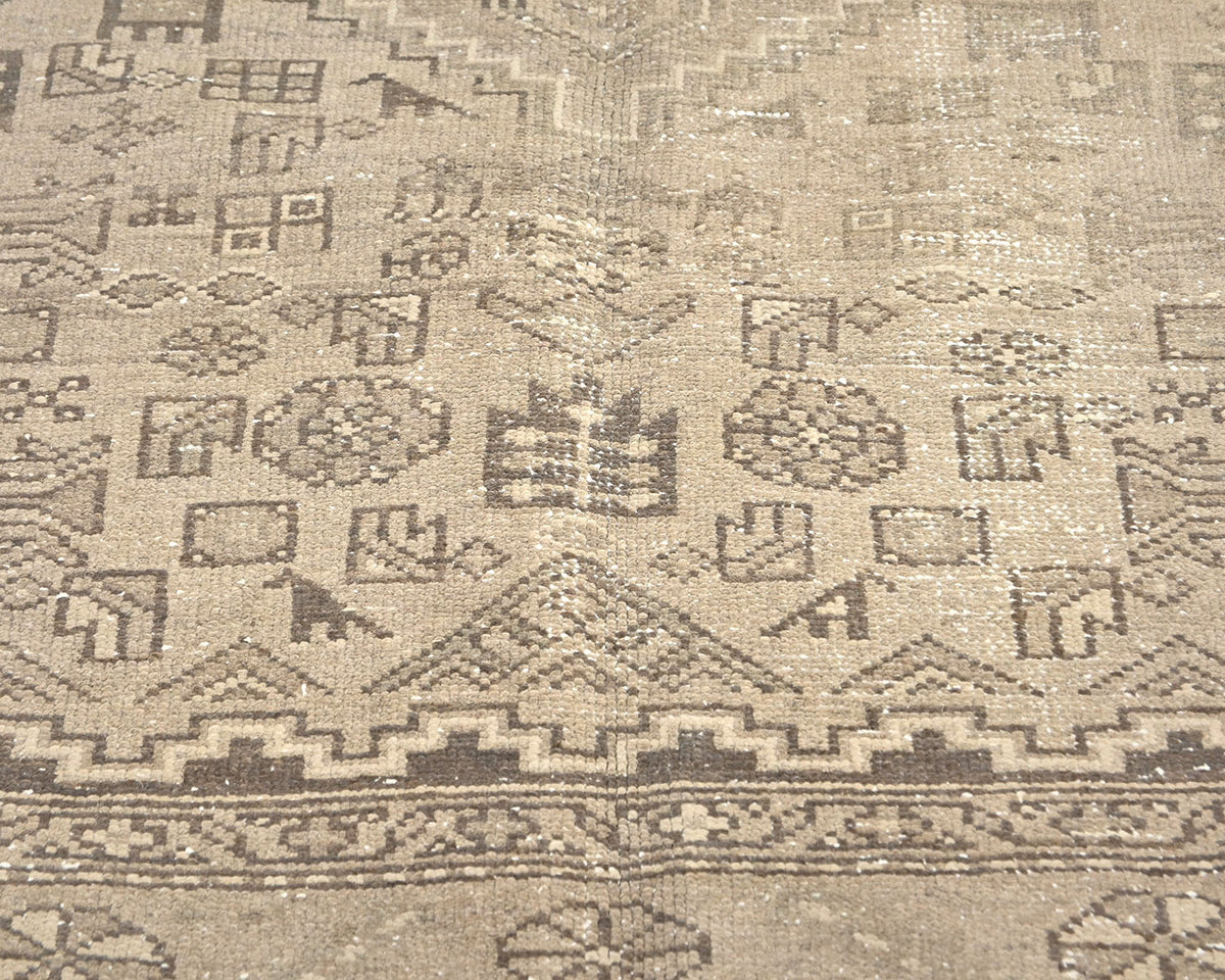 4x6 Vintage Brown Persian Style Hand Knotted Low Pile Wool Area Rug