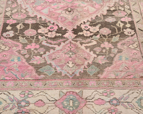 8 Ft Vintage Brown Persian Style Hand Knotted Low Pile Wool Runner Rug