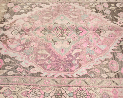 8 Ft Vintage Brown Persian Style Hand Knotted Low Pile Wool Runner Rug