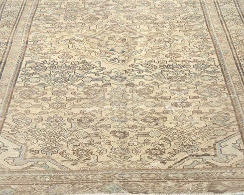 4x7 Vintage Brown Persian Style Hand Knotted Low Pile Wool Area Rug