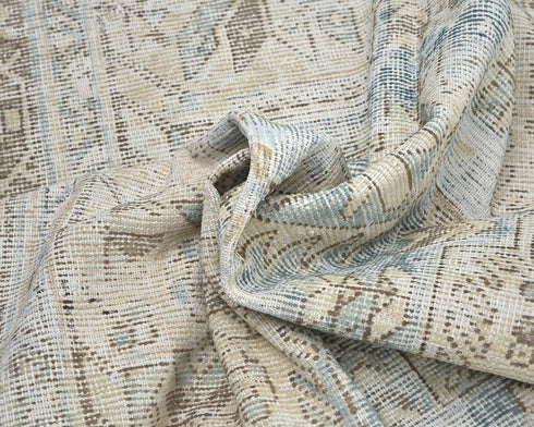 12 Ft Vintage Brown Persian Style Hand Knotted Distressed Low Pile Wool Runner Rug