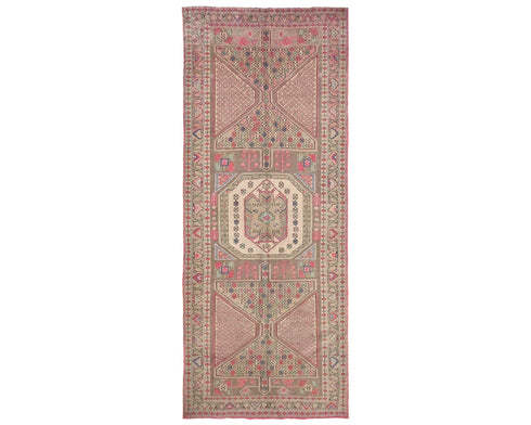 12 Ft Vintage Brown Persian Style Hand Knotted Low Pile Wool Runner Rug