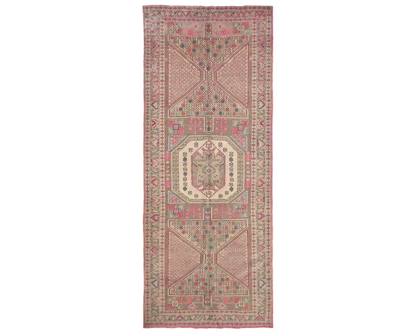 12 Ft Vintage Brown Persian Style Hand Knotted Low Pile Wool Runner Rug