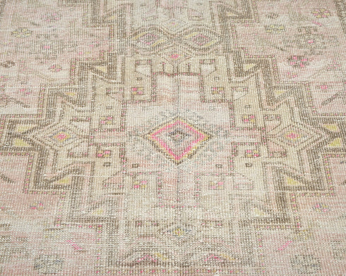 8 Ft Vintage Brown Persian Style Hand Knotted Distressed Low Pile Wool Runner Rug