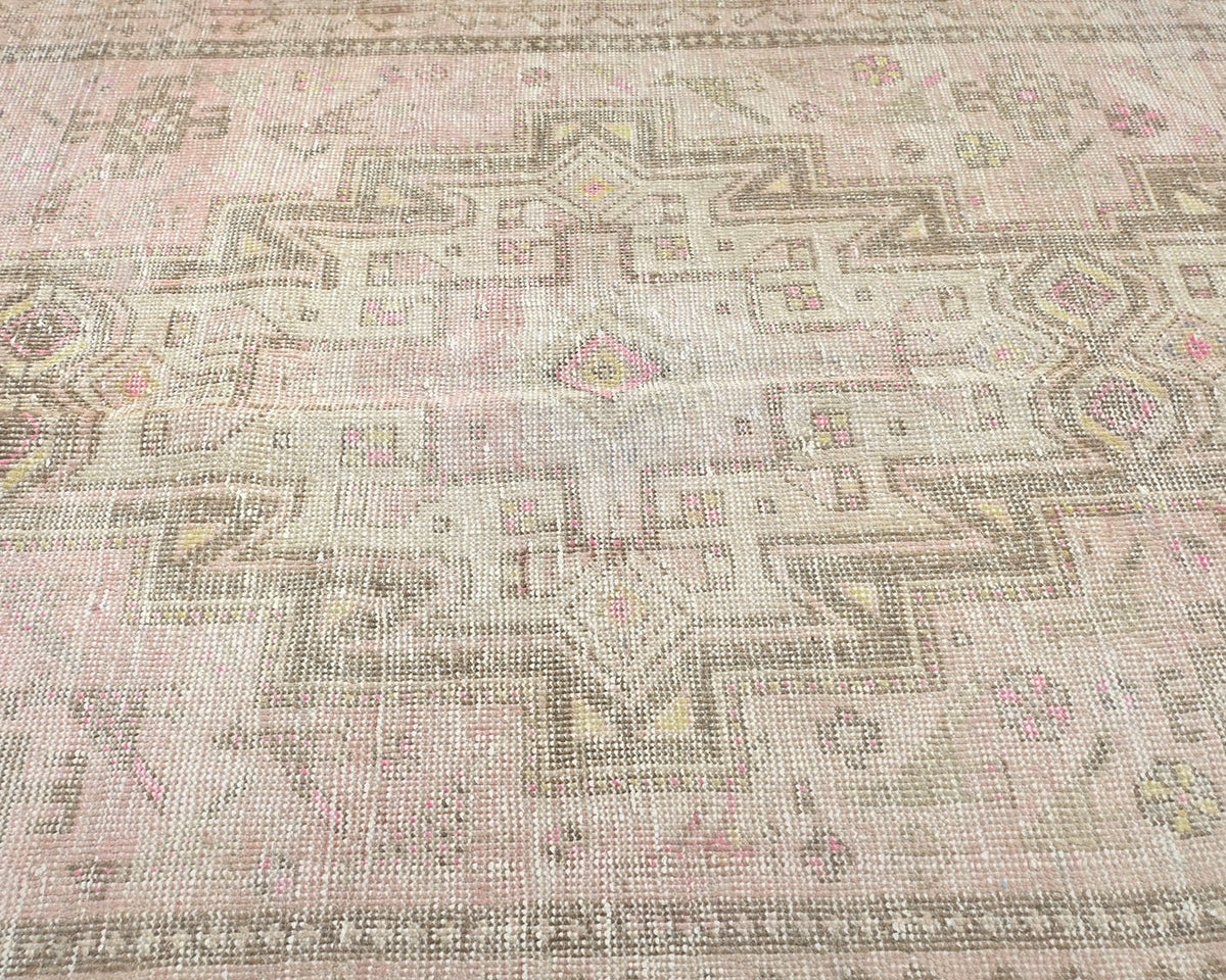 Alfombra de lana de pelo corto, estilo persa, anudada a mano, color marrón vintage, de 2,4 m