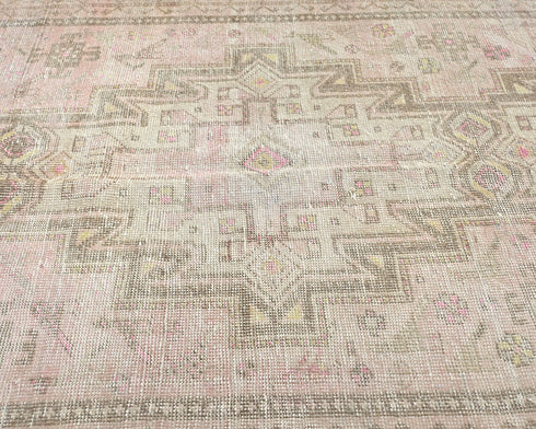 8 Ft Vintage Brown Persian Style Hand Knotted Distressed Low Pile Wool Runner Rug