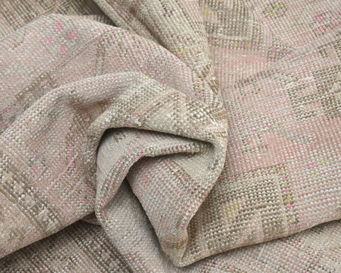 8 Ft Vintage Brown Persian Style Hand Knotted Distressed Low Pile Wool Runner Rug