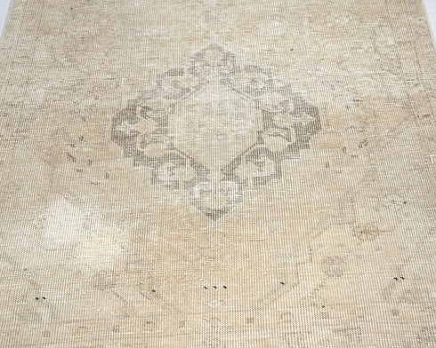 8 Ft Vintage Brown Persian Style Hand Knotted Distressed Low Pile Wool Runner Rug