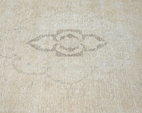 8 Ft Vintage Brown Persian Style Hand Knotted Distressed Low Pile Wool Runner Rug