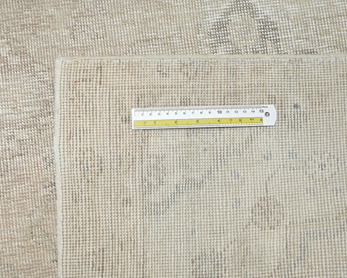 8 Ft Vintage Brown Persian Style Hand Knotted Distressed Low Pile Wool Runner Rug