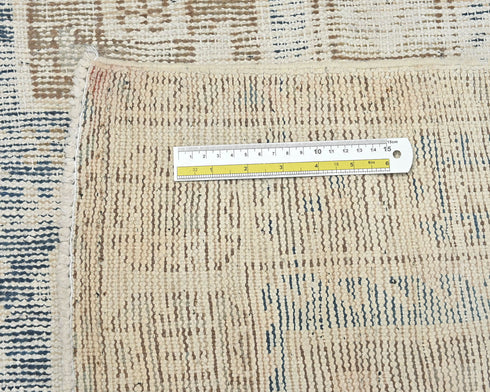 10 Ft Vintage Brown Persian Style Hand Knotted Distressed Low Pile Wool Runner Rug