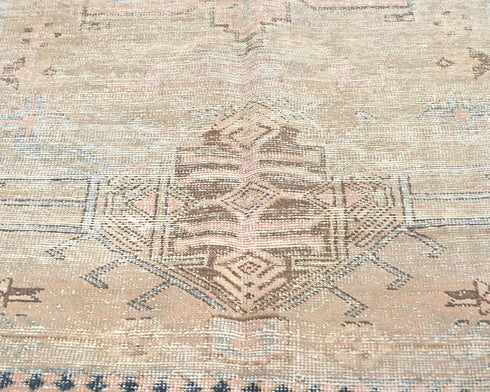 Alfombra de lana de pelo corto, estilo persa, anudada a mano, color marrón vintage, de 3 m