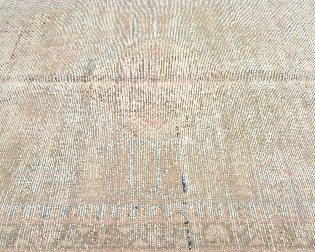 10 Ft Vintage Brown Persian Style Hand Knotted Distressed Low Pile Wool Runner Rug